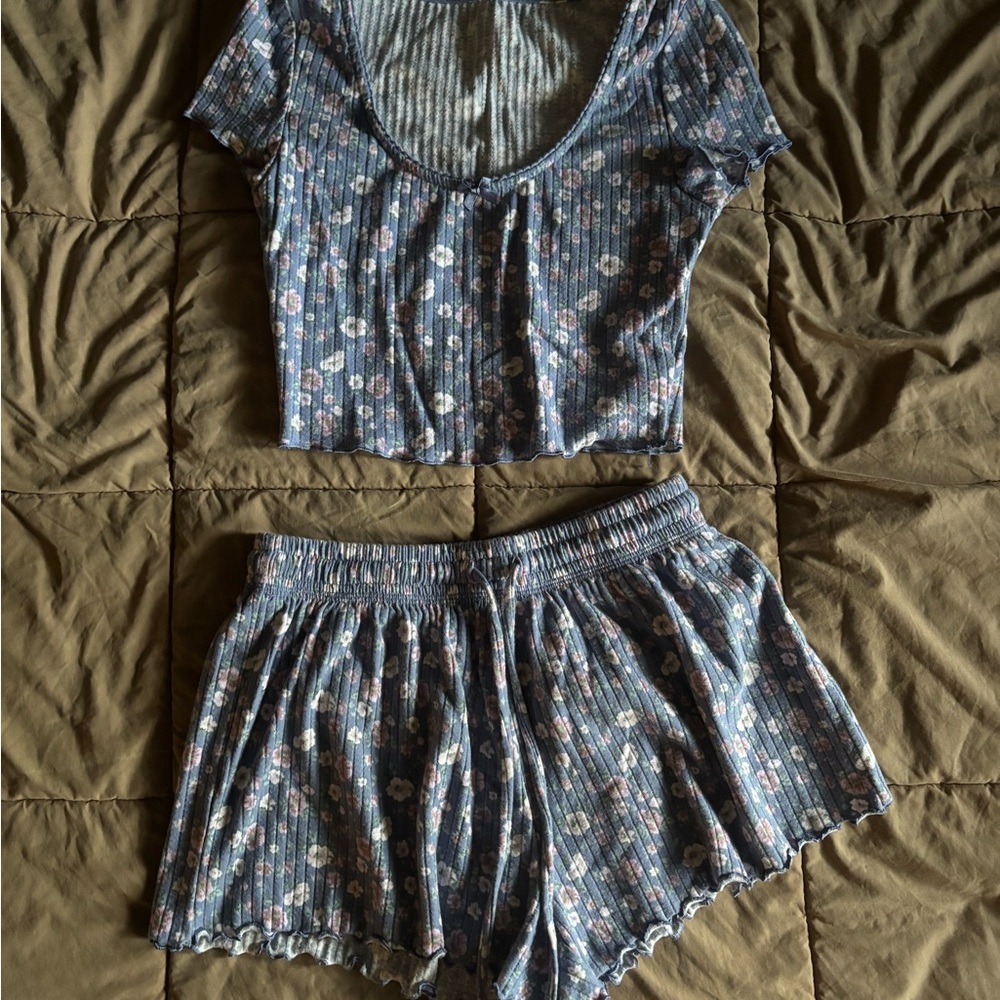 Aeropostale Blue Floral Pajama Set